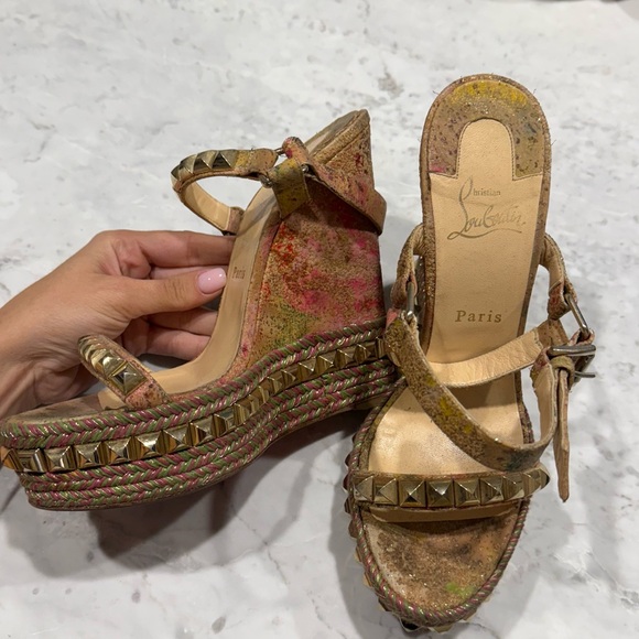 ルブタン Cataclou 140 cork blooming Christian Louboutin Cataclou 140 Cork Blooming Multicolor Studded